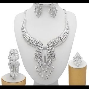 Silver peacock necklace